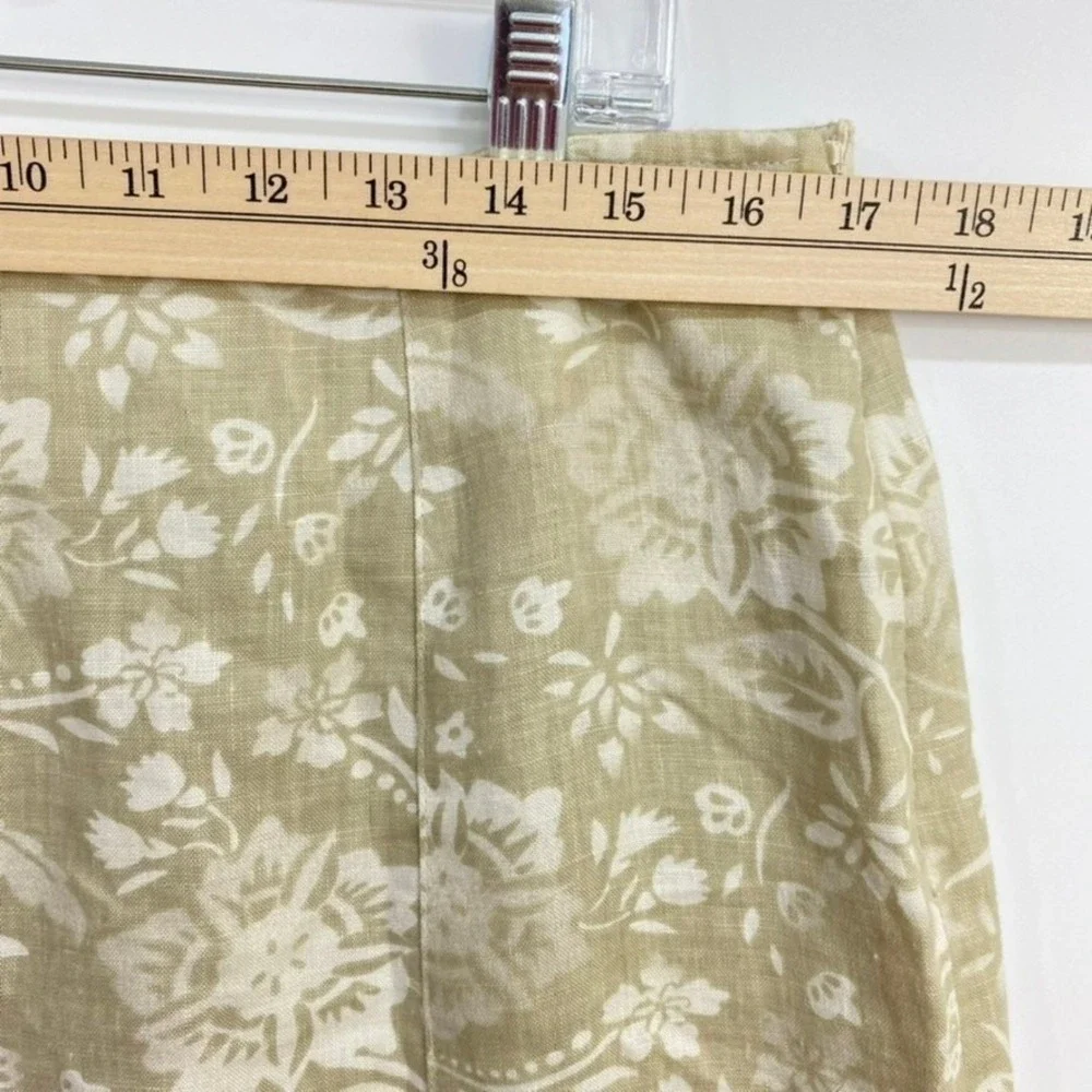 Style & Co Skirt Size 12 Green Floral Linen Maxi A Line Boho Neutral Cottagecore
